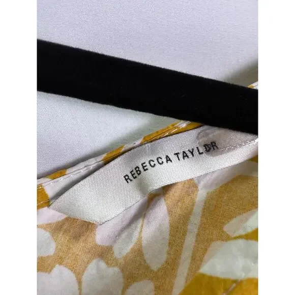 Rebecca Taylor NYC Yellow Floral Wide Leg Jumpsuit Size 8 with Fabric Tear - Picture 9 of 9